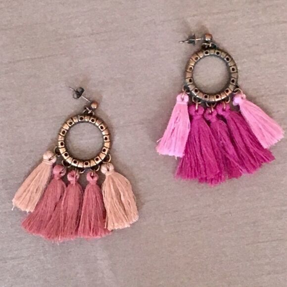 Copper Multi Colored Tassel Boho Earrings NWT - Picture 2 of 8